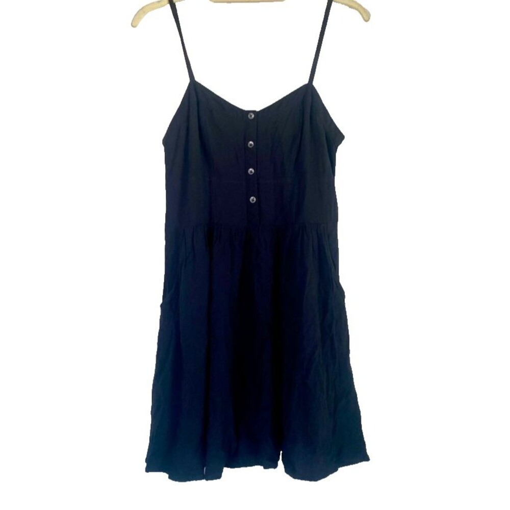 Express Women's Black Rayon Spaghetti Strap Tank Mini Dress Elastic Back -Size M - Picture 1 of 11